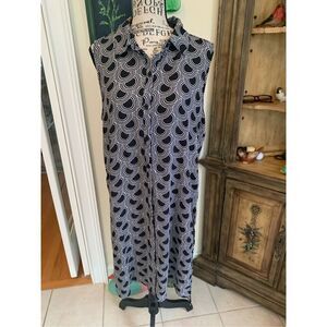 Spense Black & White Button Up Geometric Tunic